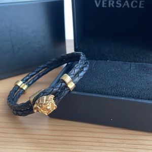 Versace black MEDUSA double wrap bracelet